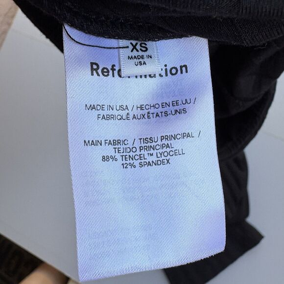 REFORMATION Women's XS Black Ribbed Flare Pull-On Pants Tencel Lyocell High Rise - Picture 12 of 12